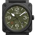 Bell & Ross Aviation Men’s Black Ceramic Khaki Dial Swiss Automatic Watch BR 03-92 Military Type Ceramic