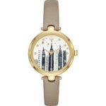 kate spade watches Gold-Tone and Clocktower Gray Leather Holland Watch