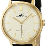 Adee Kaye Men’s AK2225-MG Classique Gold-Tone Stainless Steel Watch with Faux-Leather Band