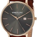 Kenneth Cole New York Men’s ‘Classic’ Quartz Stainless Steel and Leather Dress Watch, Color:Brown (Model: KC15059008)