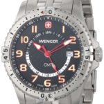 Wenger Men’s 77076 Squadron GMT Black Dial Steel Bracelet Watch