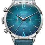 Welder Moody Green Leather Dual Time Watch with Date 42mm