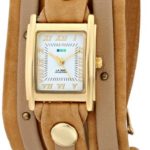 La Mer Collections Women’s LMSW2002 Camel Taupe Gold Stud Layer Wrap Watch