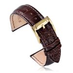 20mm 22mm Black Brown Crocodile-Embossed Calfskin Leather Watch Band Strap Replacement