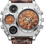 Laromni Men Luxury Military Sport Wrist Watch. 2 Time Zones, Compass, Unique Analog Quartz [Shock Resistant] Watch
