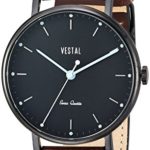 Vestal ‘Sophisticate’ Swiss Quartz Stainless Steel and Leather Dress Watch, Color:Brown (Model: SP42L07.DBWH)