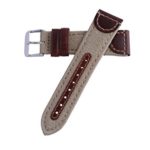 22mm Khaki Genuine Oil Tan Leather & Canvas Hadley Roma Watch Band Strap MS868