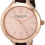 Stuhrling Original Women’s 975.04 Vogue Rose Gold-Tone Watch with Brown Leather Band