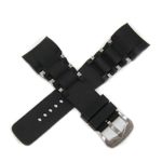 Swiss Legend 26MM Black Silicone Rubber Watch Strap Stainless Silver Buckle fits 47mm Commander Pro Watch