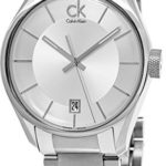 Calvin Klein Stainless Steel Mens Dress Watch Metal Band – 43mm Analog Silver Face with Second Hand, Date, Luminous and Sapphire Crystal – Luxury Swiss Made Quartz Watches For Men K2H21126