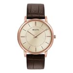 Bulova Men’s 40mm Classic Rose Goldtone Leather Strap Watch