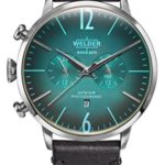 Welder Moody Black Leather Dual Time Watch with Date 45mm