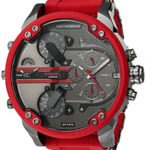 Diesel Men’s Mega Chief Quartz Stainless Steel and Silicone Chronograph Watch, Color Red, Brown (Model: DZ4476)