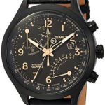 Timex Men’s TW2R54900 Intelligent Quartz Fly-Back Chronograph Black Leather Strap Watch