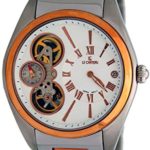 Le Chateau Men’s Skeleton Quartz Watch with Stainless Steel Band Rose Tone and Date Display #5704