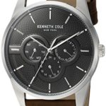 Kenneth Cole New York Men’s Quartz Stainless Steel and Leather Casual Watch, Color:Brown (Model: KC15205001)