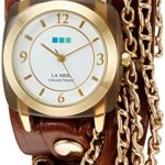 La Mer Collections Women’s Quartz Gold-Tone and Leather Watch, Color:Brown (Model: LMMULTI2016313)