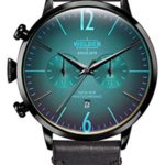 Welder Moody Black Leather Dual Time Watch with Date 45mm