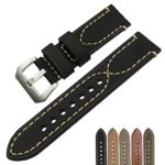 ZLIMSN THICK Genuine Leather Brown Black Watch Band Strap Stainless Steel Buckle 20 mm 22mm 24mm 26mm