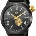 Vestal Quartz Stainless Steel and Leather Dress Watch, Color:Black (Model: CNT453L02.BK)
