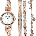 Anne Klein Women’s AK/3082RGST Swarovski Crystal Accented Rose Gold-Tone Watch and Bracelet Set