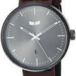 Vestal ‘Roosevelt Italian’ Quartz Stainless Steel and Leather Dress Watch, Color:Brown (Model: RS42L07.DB)