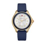 Michele Women’s Cape Quartz Stainless Steel and Silicone Luxury Watch, Color: Gold-Tone, Blue (Model: MWW27A000032)