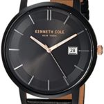 Kenneth Cole New York Men’s Quartz Stainless Steel and Leather Casual Watch, Color Black (Model: KC15202004)
