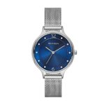 Skagen Women’s 30mm Anita Silvertone Bracelet Watch With Dark Blue Dial