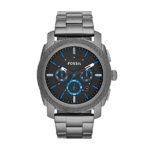 Fossil Men’s 45mm Machine Chronograph Watch In Smoke With Blue Accents