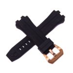 Swiss Legend 28MM Black Silicone Watch Strap Stainless Steel Rose Gold Buckle fits 49mm Challenger Watch