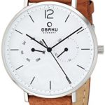 Obaku Quartz Stainless Steel and Leather Dress Watch, Color:Brown (Model: V182GMCWRZ)