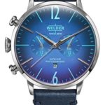 Welder Moody Blue Leather Dual Time Watch with Date 45mm