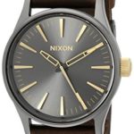 Nixon Sentry 38 Leather A377595-00. Gunmetal and Gold Men’s Watch (38mm. Gunmetal/Gold Watch Face. 21mm Leather Band)