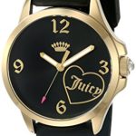 Juicy Couture Women’s ‘Jetsetter’ Quartz Gold-Tone and Silicone Quartz Watch, Color:Black (Model: 1901308)