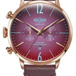 Welder Moody Burgundy Leather Dual Time Rose Gold-Tone Watch with Date 45mm
