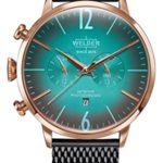 Welder Moody Stainless Steel Mesh Dual Time Rose Gold-Tone Watch with Date 45mm