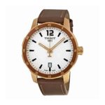 Tissot Men’s ‘Quickster’ Swiss Quartz Stainless Steel and Leather Watch, Color:Brown (Model: T0954103603700)
