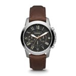 Fossil Men’s Grant Quartz Stainless Steel and Leather Chronograph Watch, Color Silver-Tone, Brown (Model: FS4813)