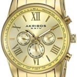 Akribos XXIV Men’s AK904YG Gold-Tone Multi-Function Quartz Bracelet Watch