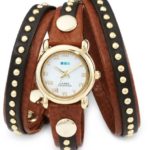 La Mer Collections Women’s LMSW3001 Gold-Tone Watch with Brown Leather Wrap-Around Band