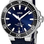 Oris Aquis Date Mens Stainless Steel Automatic Diver Watch Swiss Made – 43mm Analog Blue Face Sapphire Crystal Dive Watch – Blue Rubber Band Diving Watches For Men 300M Waterproof 733 7730 4135