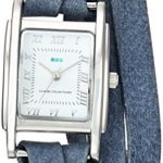La Mer Collections Women’s Quartz Metal and Leather Casual Watch, Color Blue (Model: LMMILWOOD010)