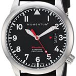 Momentum Women’s ‘Flatline 36’ Quartz Stainless Steel and Leather Casual Watch, Color Black (Model: 1M-SP19BS2B)