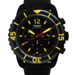 Skywatch ’44mm Chronograph’ Swiss Quartz Stainless Steel and Canvas Casual Watch, Color:Black (Model: CCI016-A)