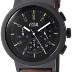 Vestal Quartz Stainless Steel and Leather Dress Watch, Color:Brown (Model: SLR44CL03.DBNK)