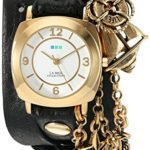 La Mer Collections Women’s ‘Nautical Charms’ Quartz Gold-Tone and Leather Watch, Color:Green (Model: LMCW2016362-BLK)