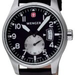 Wenger Men’s 72470 AeroGraph Vintage Black Dial Black Leather Watch