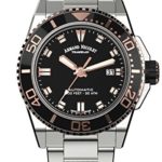 Armand Nicolet Men’s Diver Automatic Watch Black Rose Gold Tone with Stainless Steel Bracelet A480ASN-NS-MA4480AA