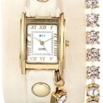 La Mer Collections Women’s LMMULTI5001 Crystal Chain Chandelier Watch With Leather Strap